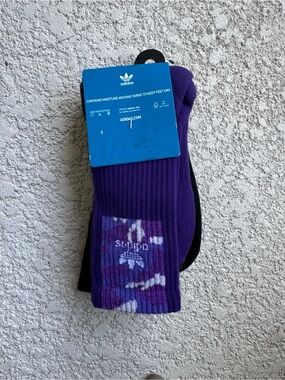 adidas Purple Crew Socks with Camouflage Logo Accent